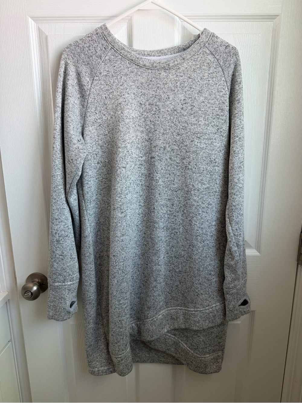 Maurices Gray Solid Fleece Lined Pullover Sweater Dress  Women’s L Crew Neck